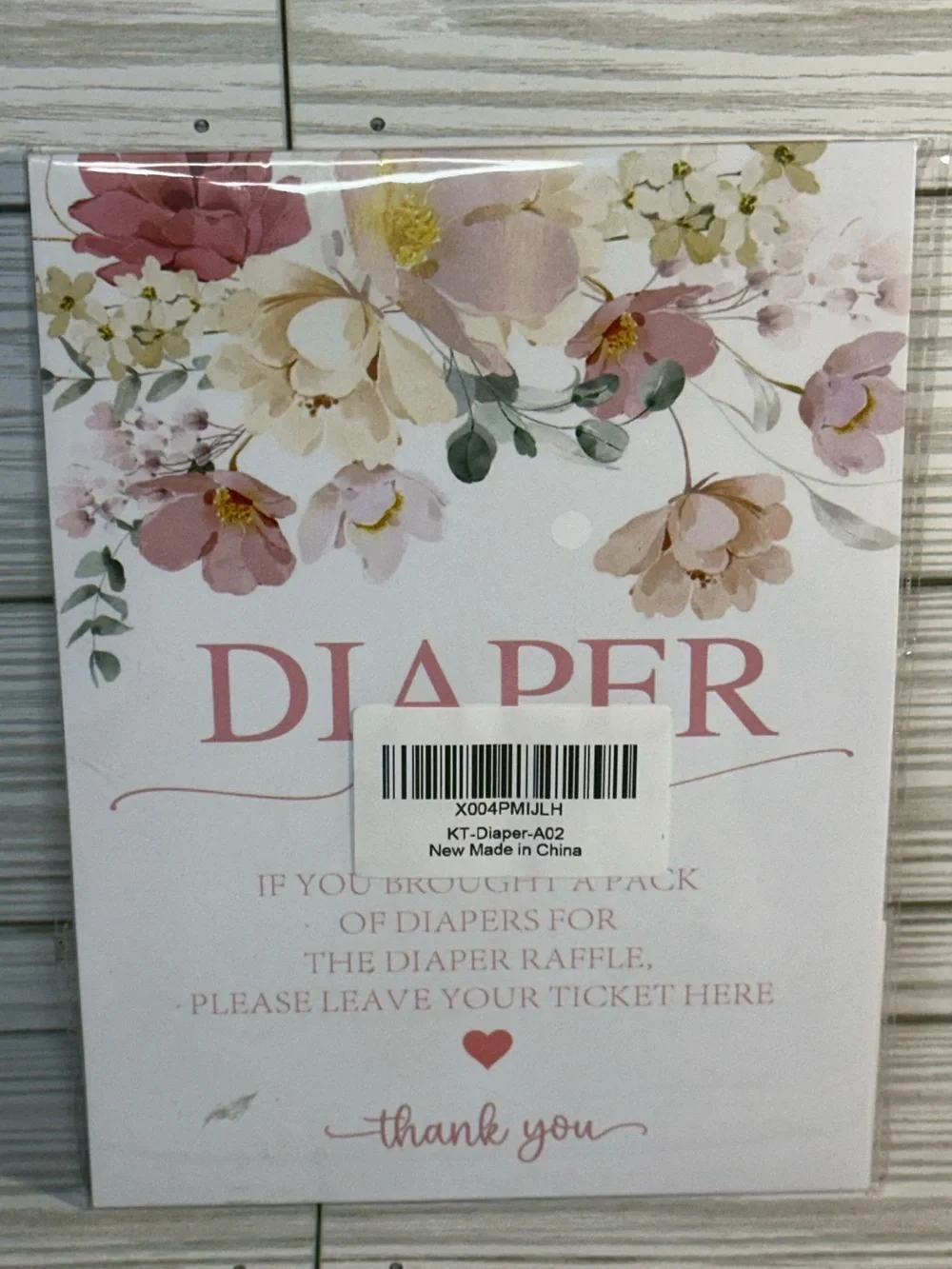 Floral Diaper Raffle Cards And Standing Sign For Baby Shower Or Diaper Party